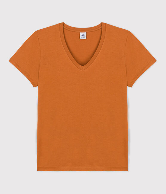 GERADES T-Shirt mit V--Ausschnitt aus Bio-Baumwolle Damen braun ECUREUIL