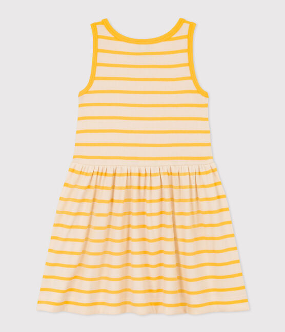 Ärmelloses Kinderkleid aus Baumwolle für Mädchen gelb AVALANCHE/weiss DAISY