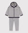 Baby-Set aus verdicktem Jersey mit Streifenmuster weiss MARSHMALLOW/blau SMOKING