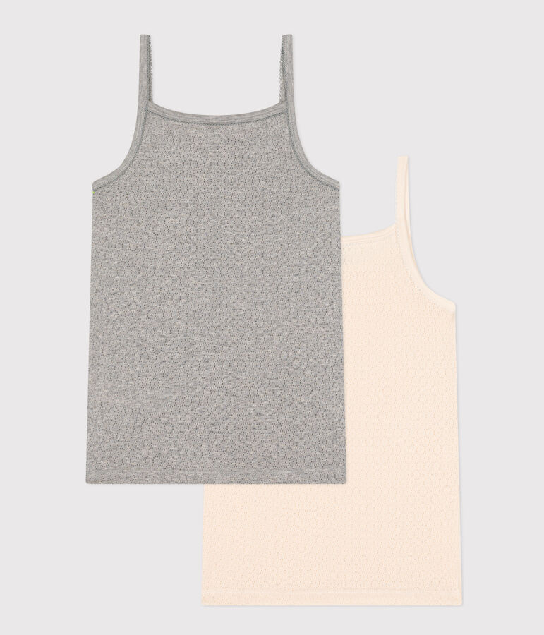 2er-Set Spaghetti-Tops aus Baumwolle mit Lochstickerei f&uuml;r Damen variante 1