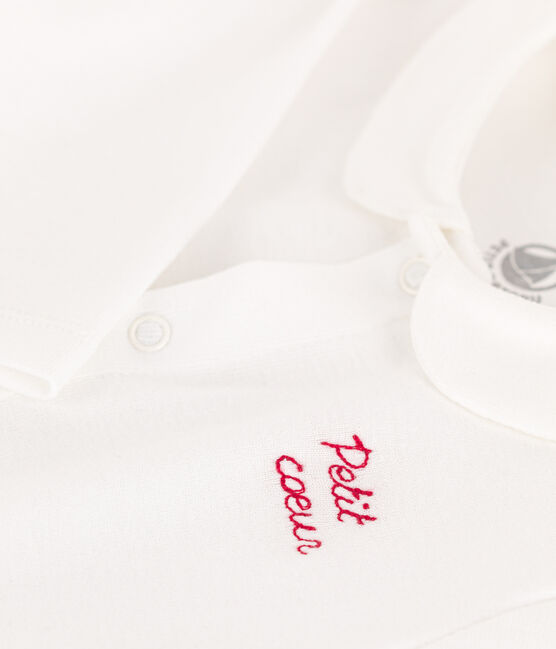 Strampler aus Baumwolle mit kleinem Herz weiss MARSHMALLOW