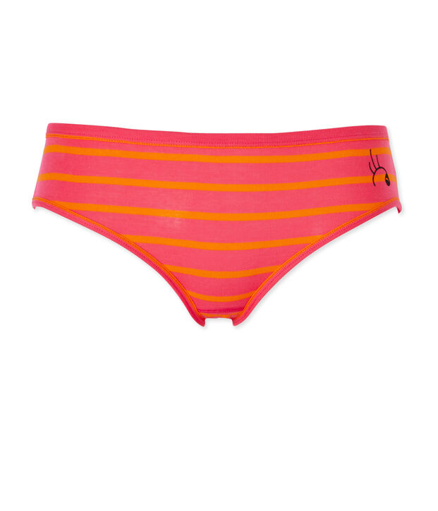 Gestreifter Damen-Slip aus Original-Rippstrick rosa/orange