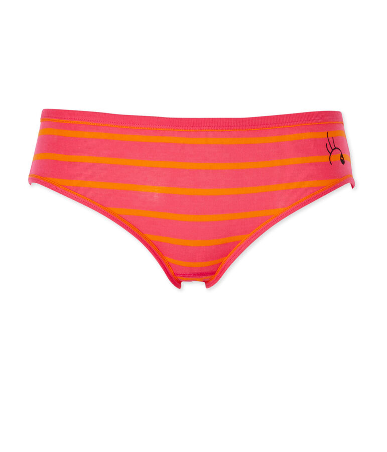 Gestreifter Damen-Slip aus Original-Rippstrick rosa/orange