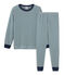 Rippstrick-Pyjama für kleine Jungen grün PINEDE/weiss MARSHMALLOW