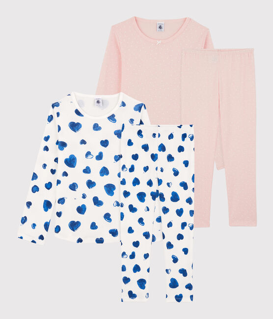 2er-Set Kinderpyjamas aus Baumwolle mit blauen Herzen/Pünktchen für Mädchen variante 1