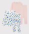 2er-Set Kinderpyjamas aus Baumwolle mit blauen Herzen/Pünktchen für Mädchen variante 1
