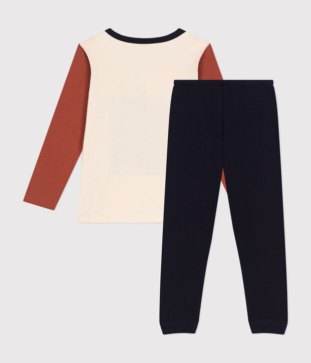 Einfarbiger Kinderpyjama mit Rollermotiv, aus Baumwolle blau/vielfarbig