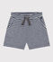 Gestreifte Kindershorts aus geflammtem Jersey für Mädchen blau MEDIEVAL/weiss MARSHMALLOW