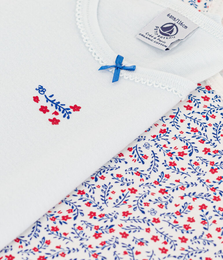 2er-Set gebl&uuml;men kurz&auml;rmeligen T-Shirts aus Baumwolle f&uuml;r M&auml;dchen vielfarbig