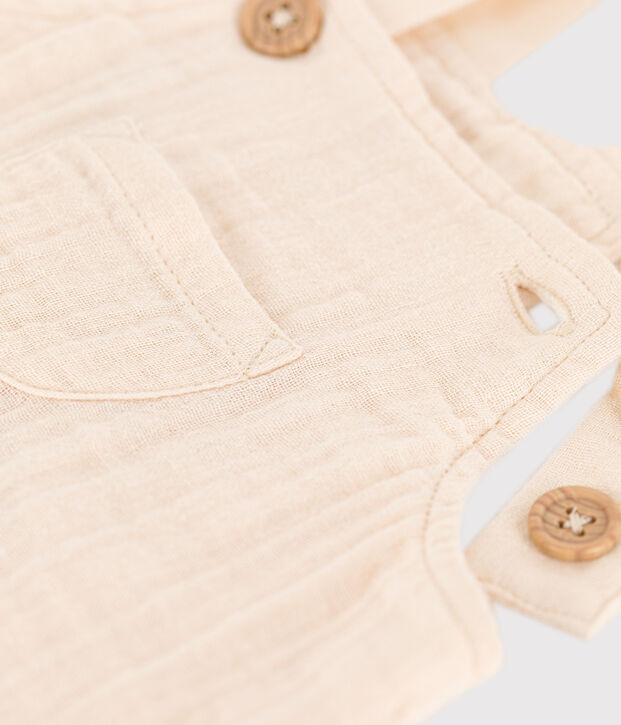 Kurze Baby-Latzhose aus Musselin naturfarben