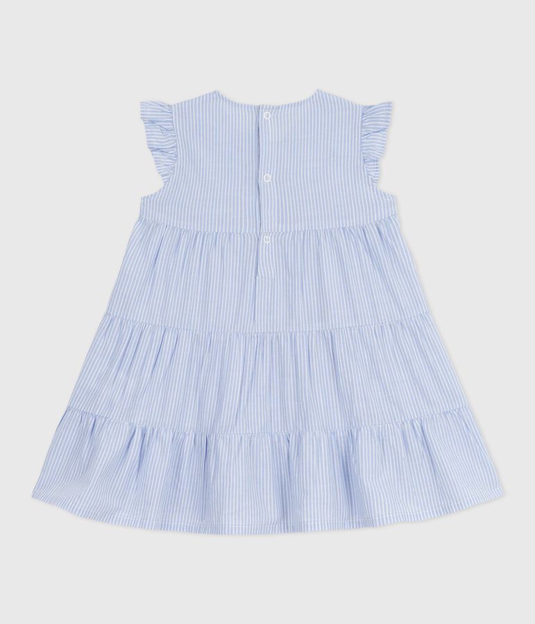 &Auml;rmelloses, gestreiftes Babykleid aus Popeline BLEU/ MULTICO