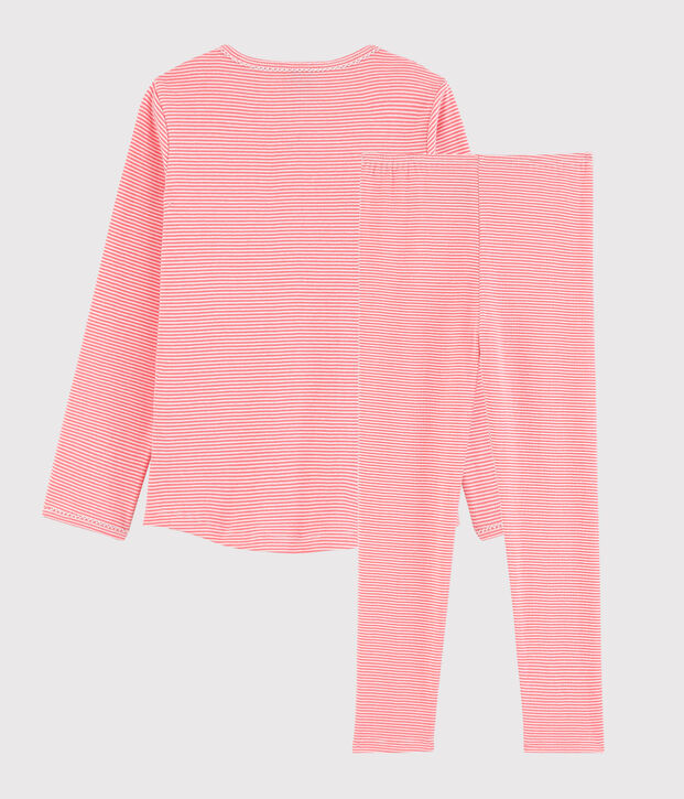 Pyjama aus Baumwolle mit Milleraies-Streifen orange/weiss