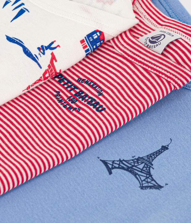3er-Set kurz&auml;rmelige Baumwoll-T-Shirts Paris f&uuml;r Jungen vielfarbig