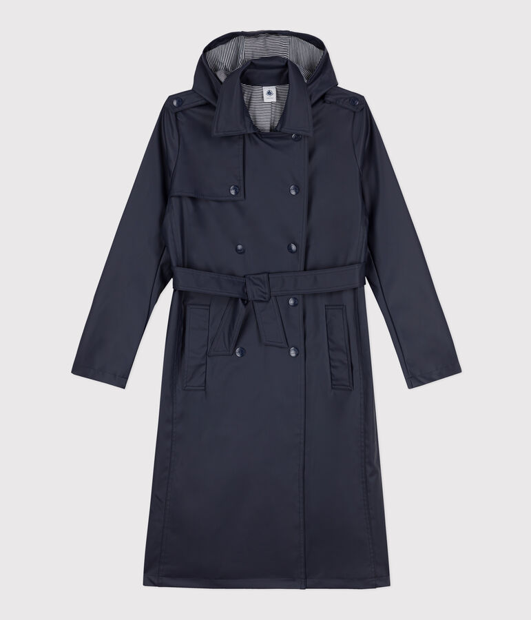 Trenchcoat mit Kapuze f&uuml;r Damen blau