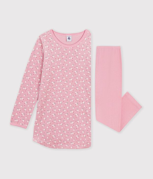 Kinder-Nachthemd und Leggings aus Nicki mit Blumenmotiv rosa/vielfarbig
