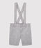 Baby-Shorts mit Trägern aus Sergestoff für Jungen grau CONCRETE/weiss MARSHMALLOW