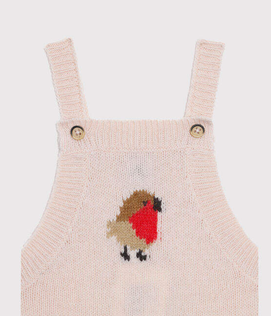 Lange Baby-Latzhose aus einem Strick-Gemisch für Jungen. rosa FLEUR