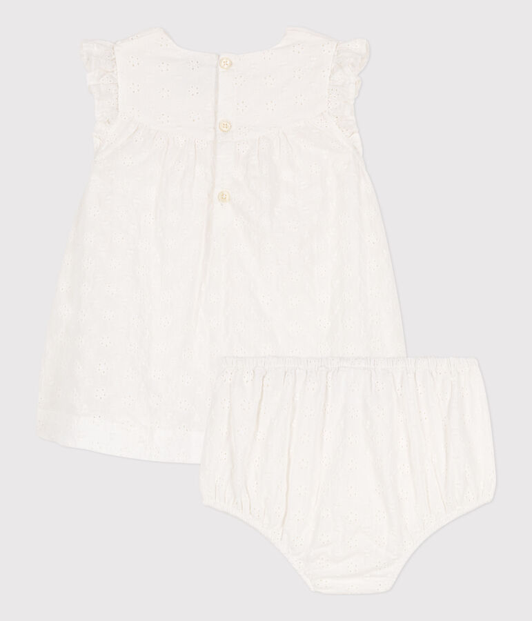 Baby-Kleid mit Bloomers in Broderie Anglaise weiss