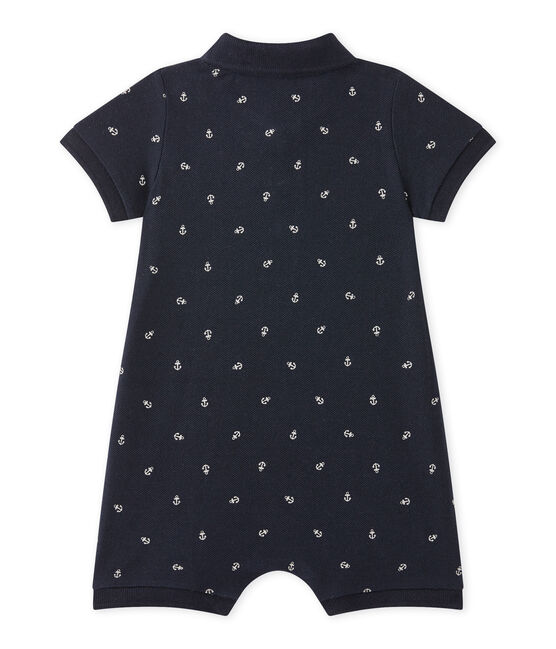 Kurzer Baby-Jungen-Einteiler mit Polokragen und Aufdruck blau SMOKING/weiss FETA