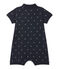 Kurzer Baby-Jungen-Einteiler mit Polokragen und Aufdruck blau SMOKING/weiss FETA