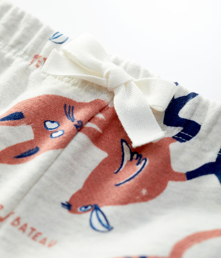 Baby-Hose aus Molton mit Tieraufdruck beige/vielfarbig