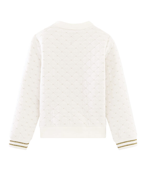 Cardigan aus gestepptem Doppeljersey für Mädchen weiss MARSHMALLOW