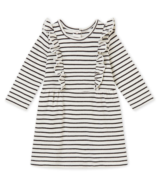 Baby MädchenKleid mit Marinestreifen weiss MARSHMALLOW/schwarz CITY
