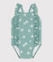 Einteiliger Baby-Badeanzug mit Rüschen und Blumenmuster blau PAUL/weiss MARSHMALLOW