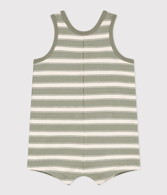 Ärmelloser Baby-Kurzoverall aus dickem gestreiftem Jersey MARECAGE/ AVALANCHE