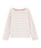 Kinder-Streifenshirt Mädchen weiss MARSHMALLOW/rosa JOLI BRILLANT