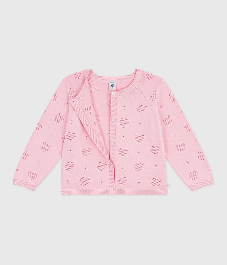Kinder-Cardigan aus einfarbiger Baumwolle rosa