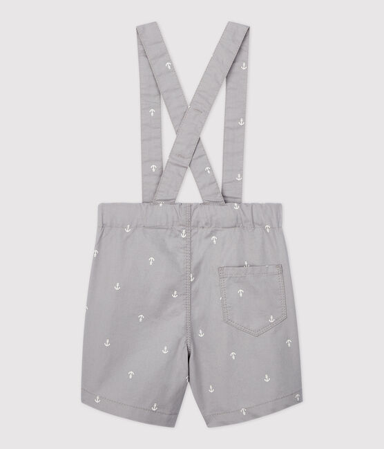 Baby-Shorts mit Trägern aus Sergestoff für Jungen grau CONCRETE/weiss MARSHMALLOW