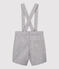 Baby-Shorts mit Trägern aus Sergestoff für Jungen grau CONCRETE/weiss MARSHMALLOW