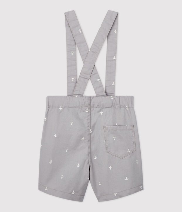Baby-Shorts mit Tr&auml;gern aus Sergestoff f&uuml;r Jungen grau/weiss