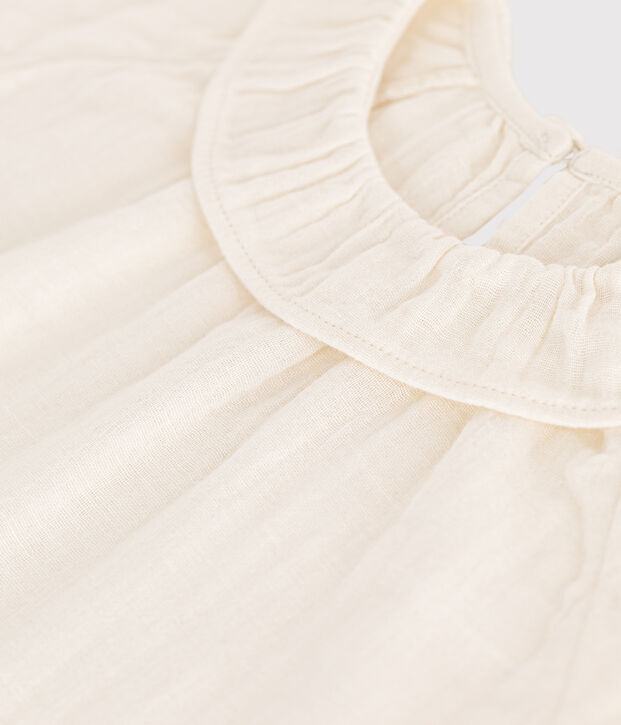 Kurz&auml;rmelige Babybluse aus Musselin-Stoff weiss