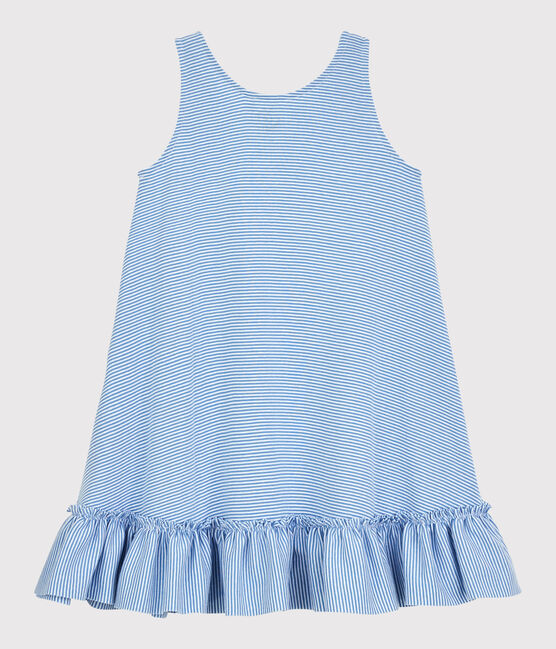 Kinderkleid Soledad Bravi aus Bio-Baumwolle für Mädchen blau ALASKA/weiss ECUME