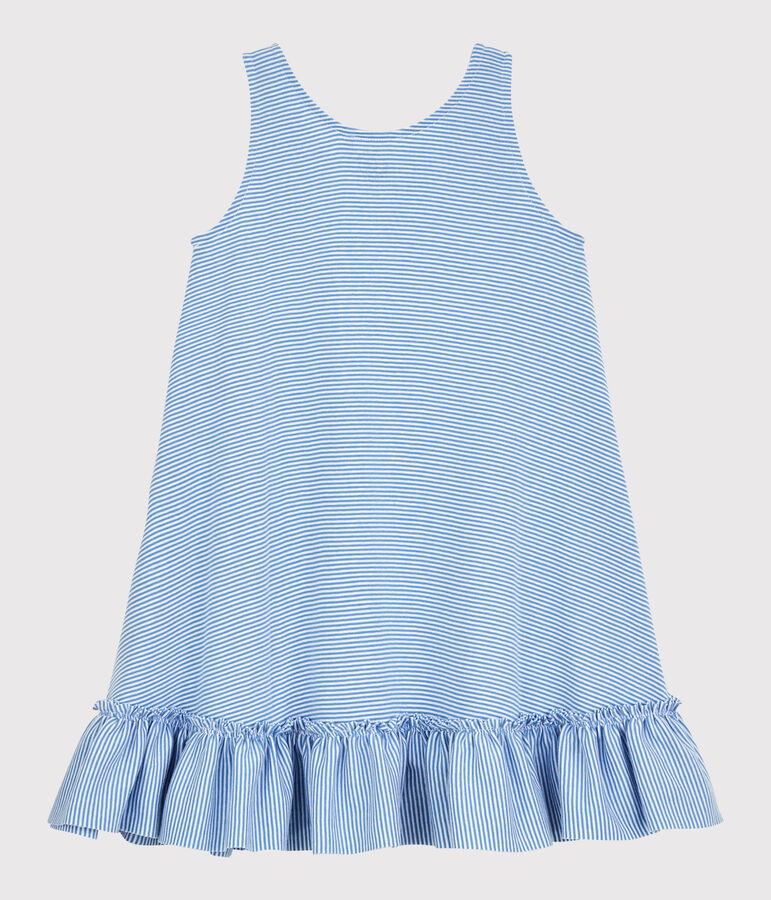 Kinderkleid Soledad Bravi aus Bio-Baumwolle f&uuml;r M&auml;dchen blau ALASKA/weiss ECUME