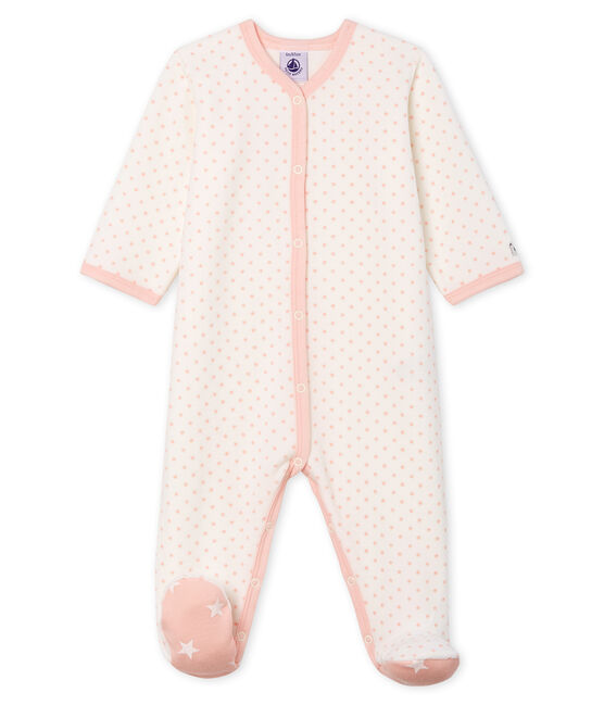 Baby-Strampler aus Nicki für Mädchen weiss MARSHMALLOW/rosa MINOIS