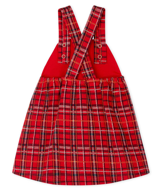 Kariertes Baby-Latzkleid f&uuml;r M&auml;dchen rot/vielfarbig