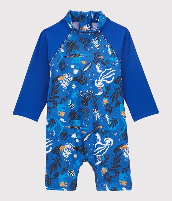 Baby-Badekombination mit UV-Schutz aus recyelten Materialien für Jungen blau SURF/weiss MULTICO