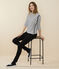 Glänzendes Streifenshirt für Damen weiss MARSHMALLOW/ SMOKING ARGENT BRILLANT