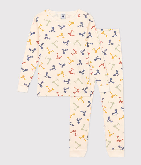 Körpernaher Kinderpyjama aus Baumwolle mit Roller-Printmotiv weiss AVALANCHE/ MULTICO