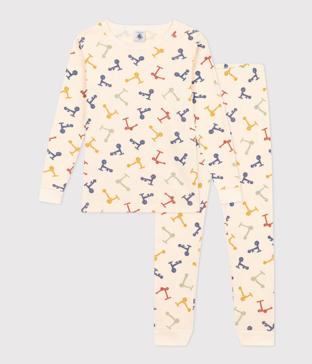 K&ouml;rpernaher Kinderpyjama aus Baumwolle mit Roller-Printmotiv naturfarben/vielfarbig