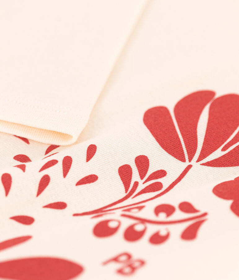 Lang&auml;rmeliges Kinder-T-Shirt aus Baumwolle f&uuml;r M&auml;dchen und  Jungen naturfarben/orange