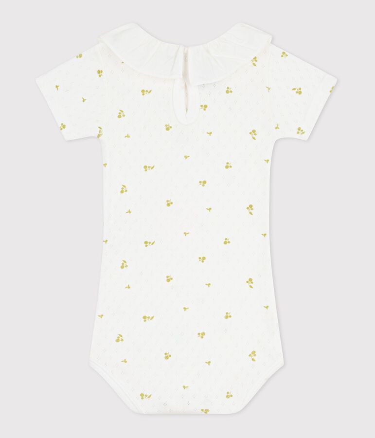 Baby-Body aus Baumwolle mit Blumenmuster und R&uuml;schenkragen gr&uuml;n/gr&uuml;n