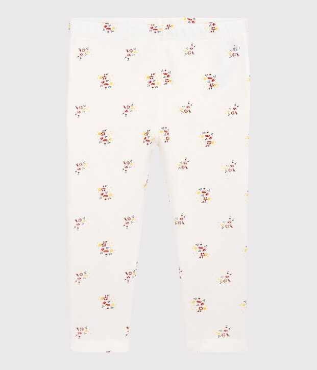 Bedruckte Baby-Leggings aus Baumwolle f&uuml;r M&auml;dchen weiss/vielfarbig