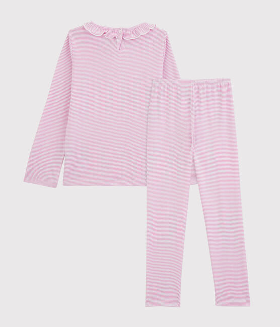 Kinderpyjama aus Baumwolle/Lyocell mit Streifen für Mädchen rosa BOHEME/weiss MARSHMALLOW
