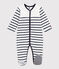 Gestreifter Baby-Strampler aus Nicki weiss MARSHMALLOW/blau SMOKING