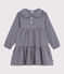 Langärmeliges Kinder-Kleid aus Flanell mit Karomuster blau SOIR/ MILK