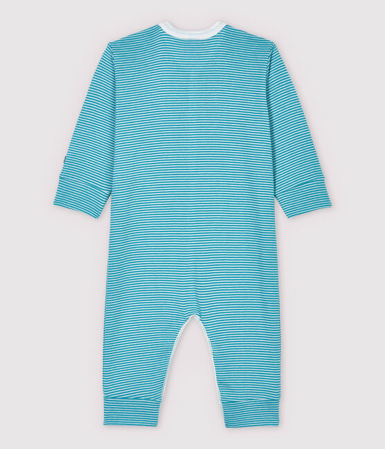 Strampler aus Baumwolle und Lyocell, mit Streifen-Design blau MIROIR/weiss MARSHMALLOW